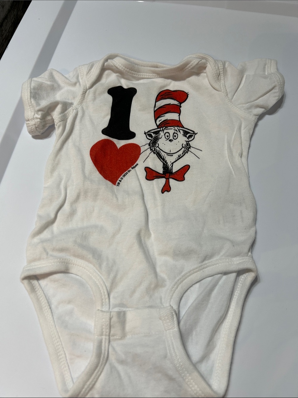 I Heart Cat in the Hat Graphic Baby One-Piece - White and Red